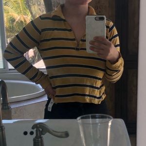 tillys yellow striped long sleeve crop top